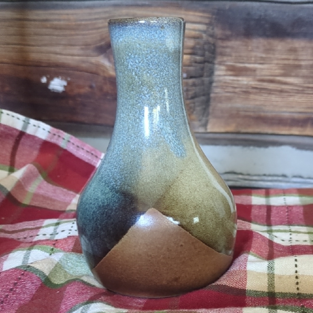 Pottery Craft USA Elegant Blue and Brown Ceramic Vase